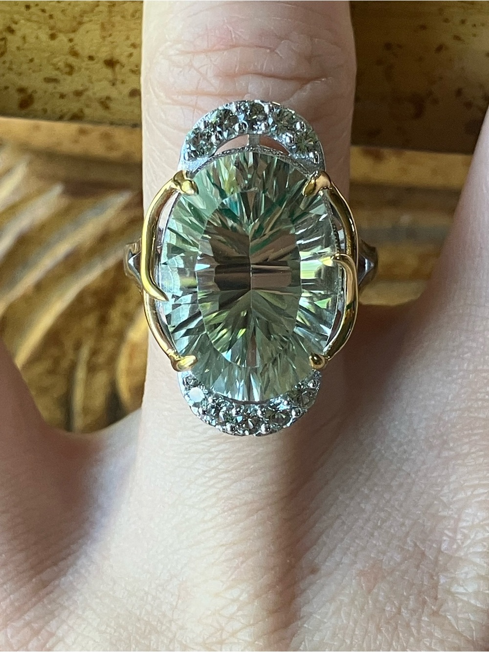 Natural Prasiolite Green Sapphire Sterling Silver Ring Size 7